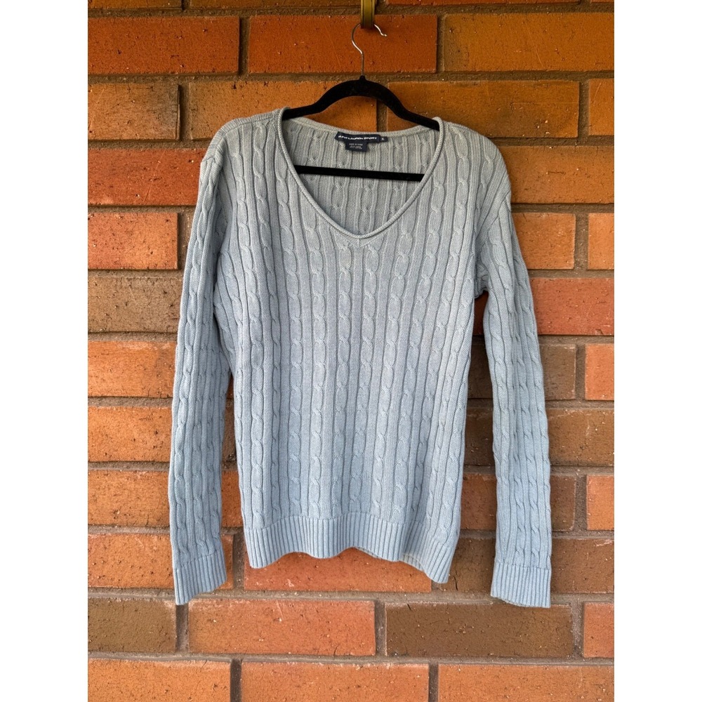 Polo Ralph Lauren Sport Cable Knit Sweater | Light Blue | Size XL *Runs Small